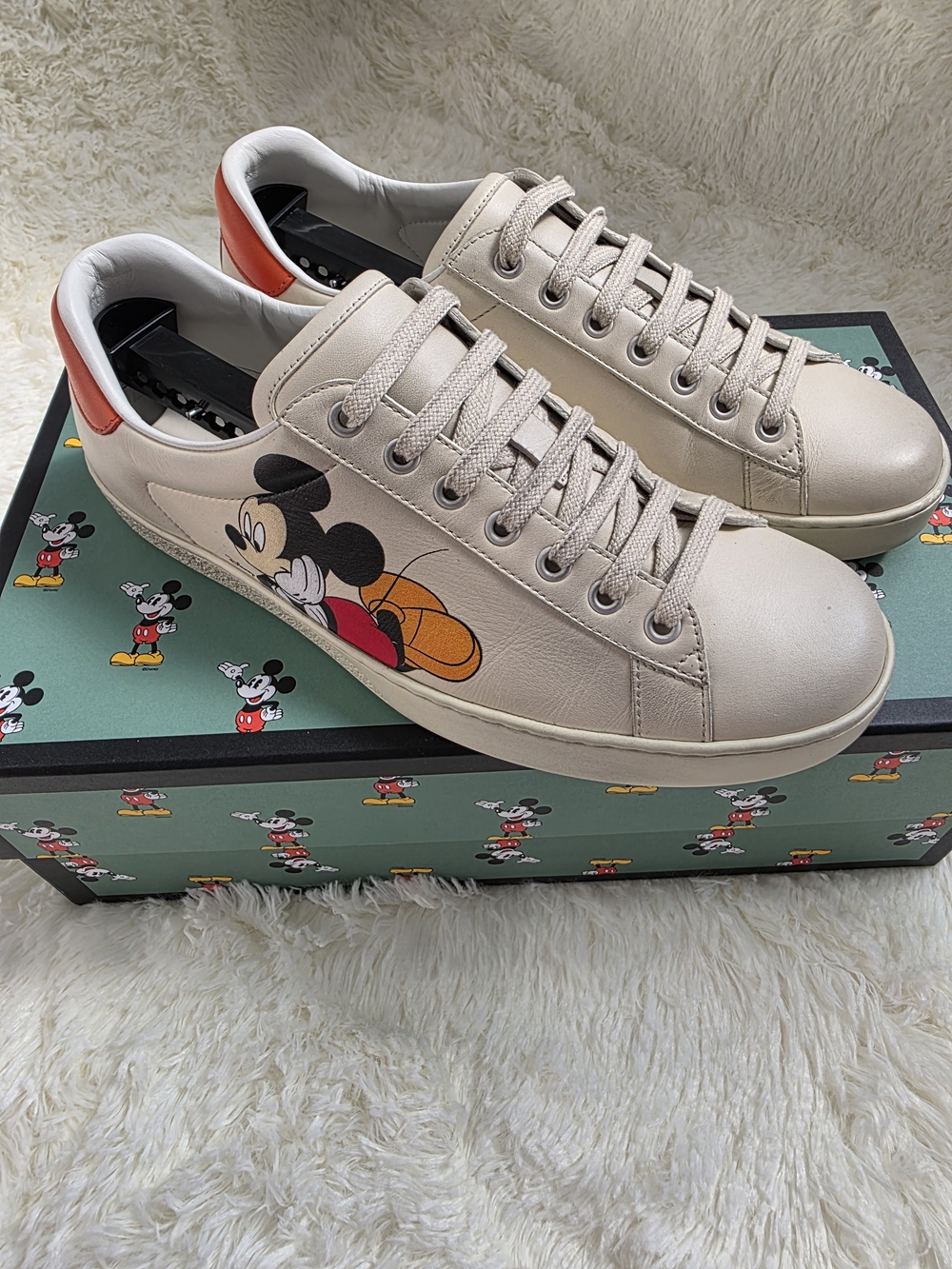 Gucci Ace x Disney Mickey Ivory Leather Sneakers Low Top